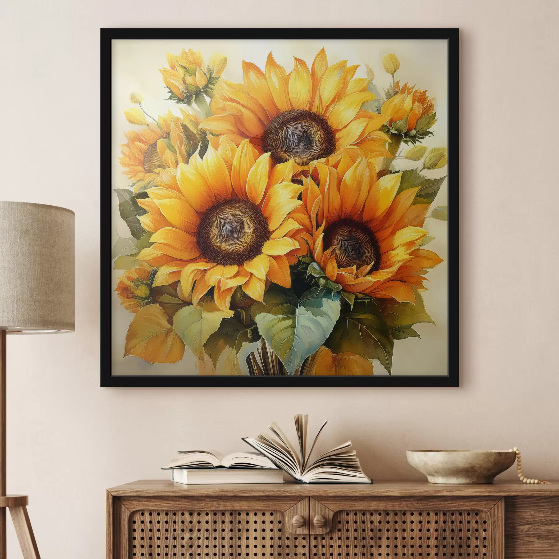 Fotobehang grote zonnebloemen, gele zonnebloemen f40710