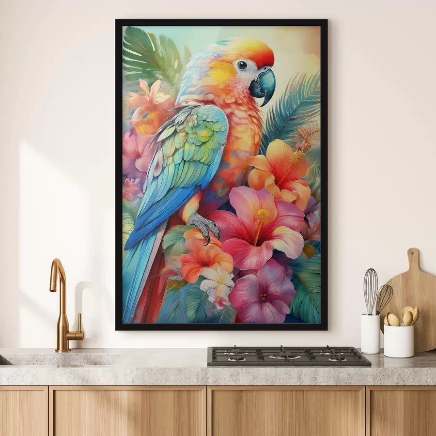  Peintures perroquet lumineux dans les fleurs f40711