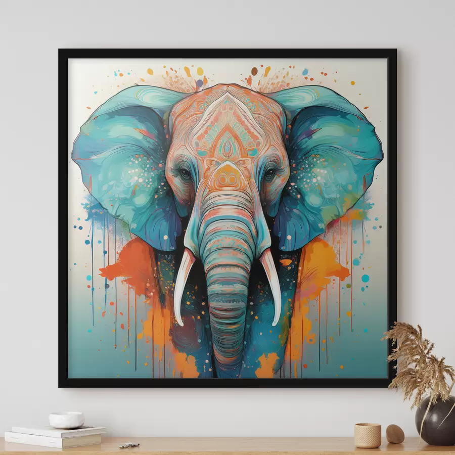 Fotobehang olifant en verfspatten f40717