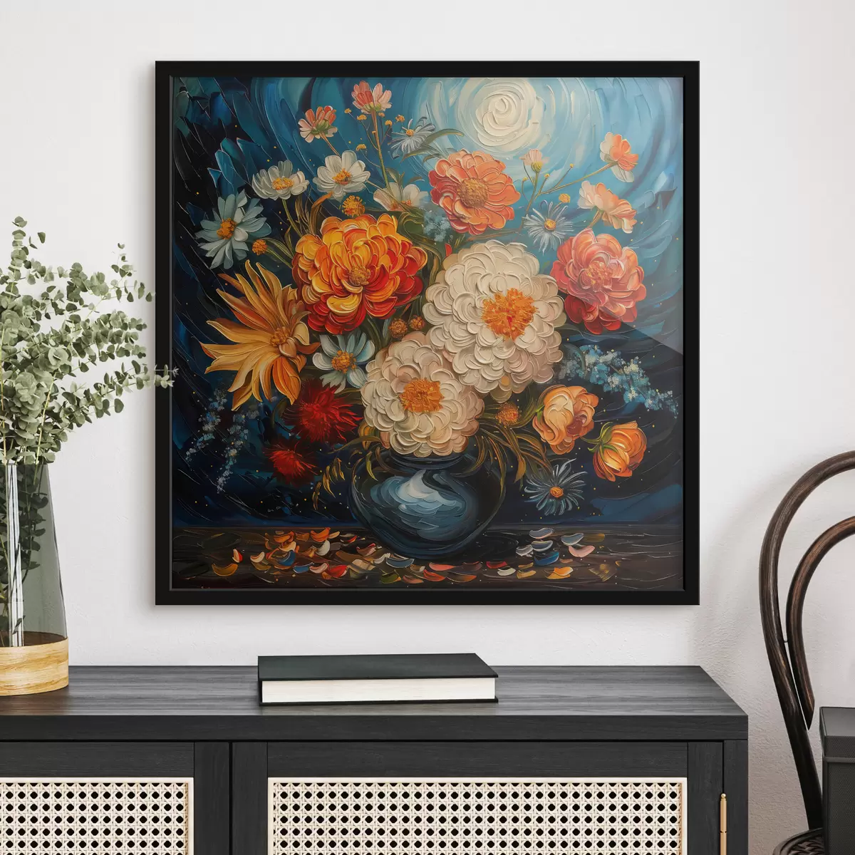 Affiche Arrangement de fleurs dans un vase dans le style de Van Gogh f40671