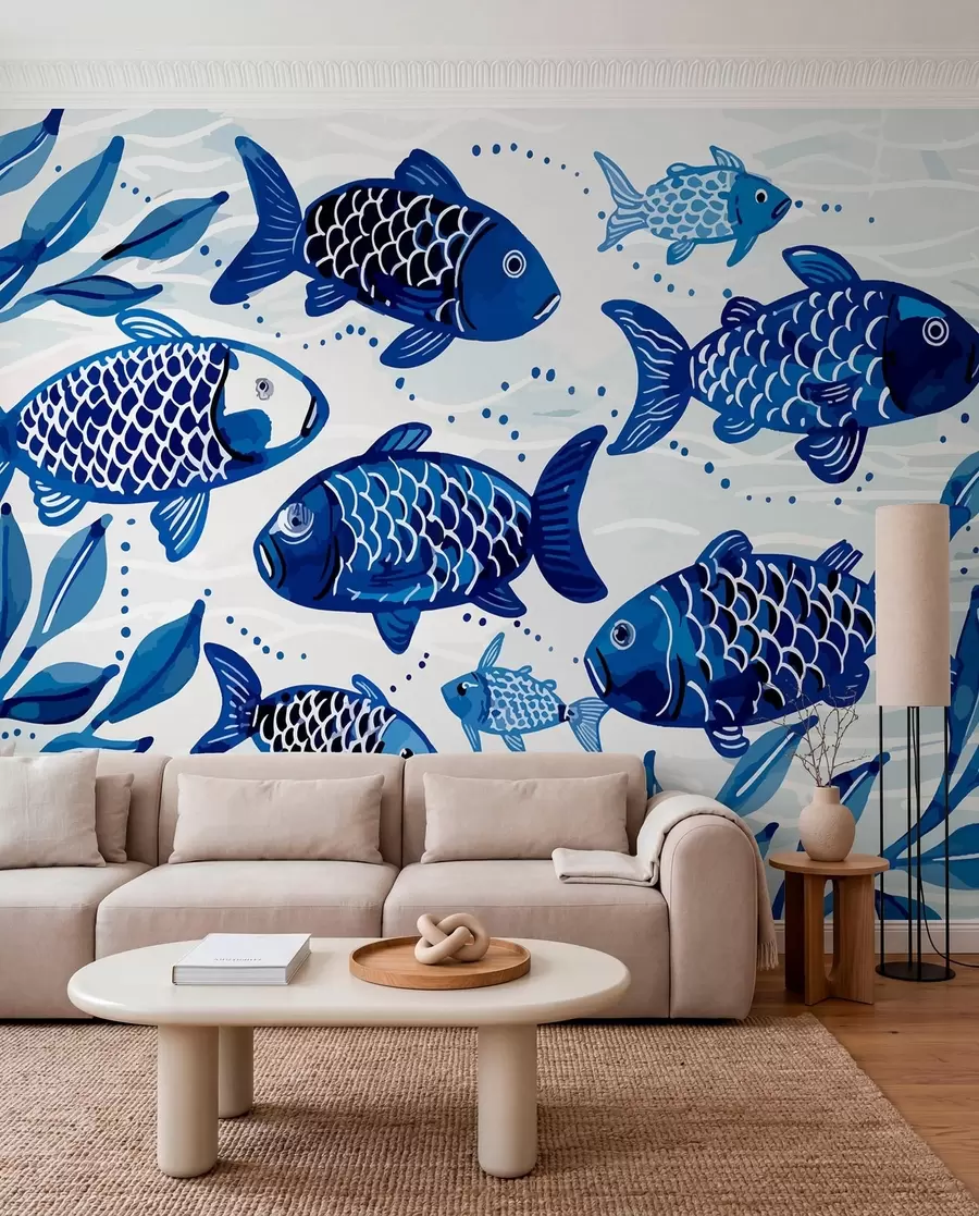 Fotobehang Blauwe vis w01062