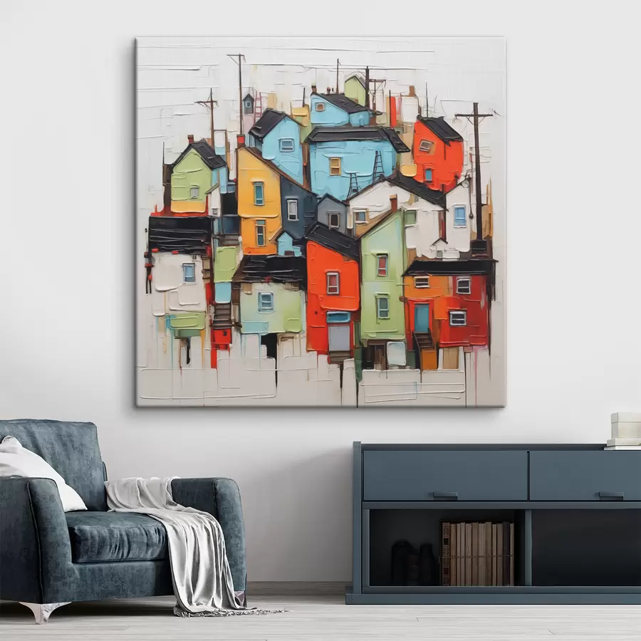  Peintures Maisons abstraites imitation coup de pinceau s40760