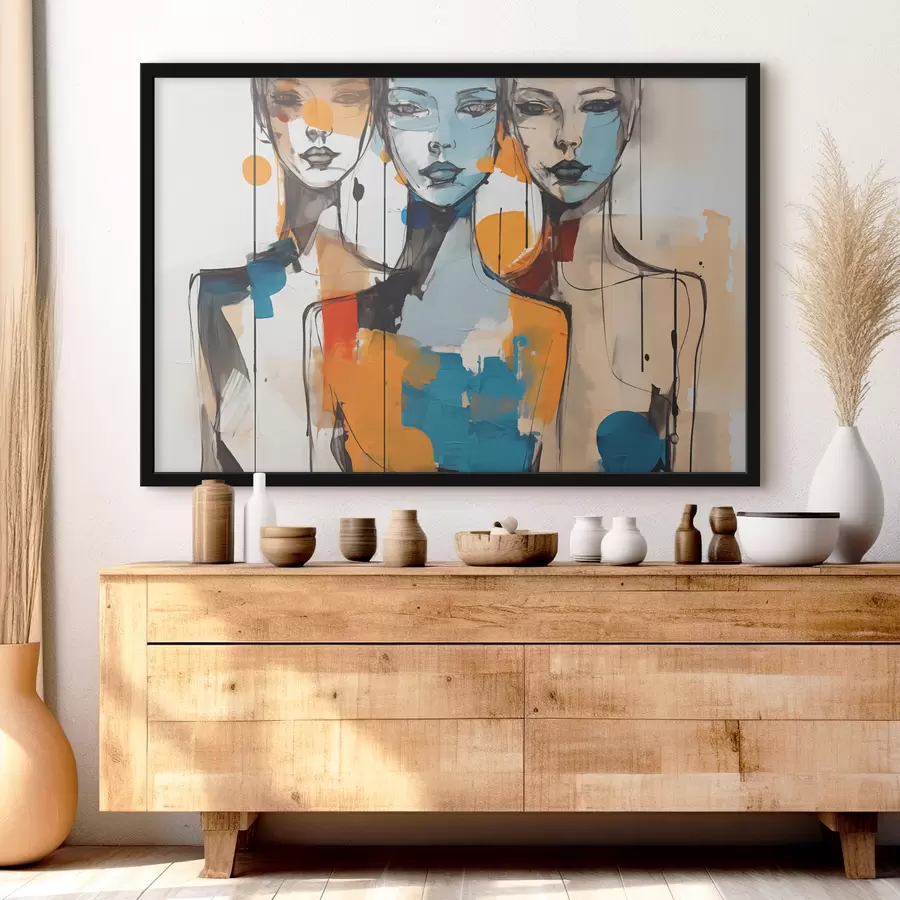 Fotobehang Abstracte portretten van vrouwen aquarel in verfvlekken f40746