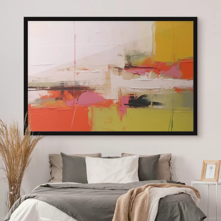 Papier peint photo Coups de pinceau abstraits, rouge, jaune, vert, orange f40747