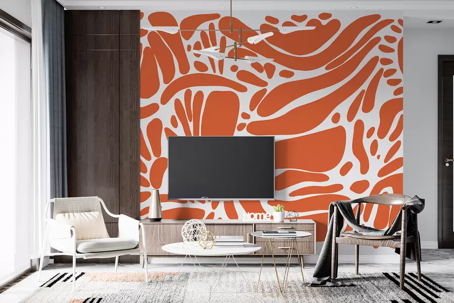 Fotobehang Abstract geometrisch patroon, tribale stijl, oranje kleur w01623v6