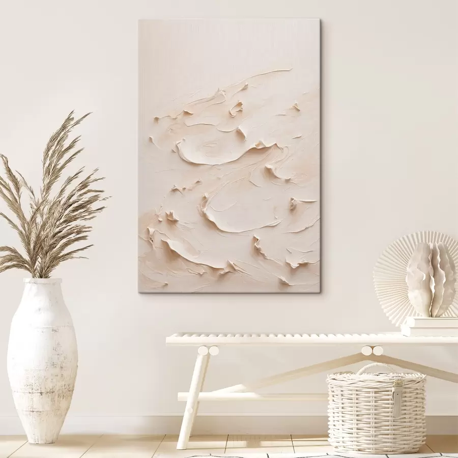  Schilderijen Abstract schilderij in witte olieverf s40623