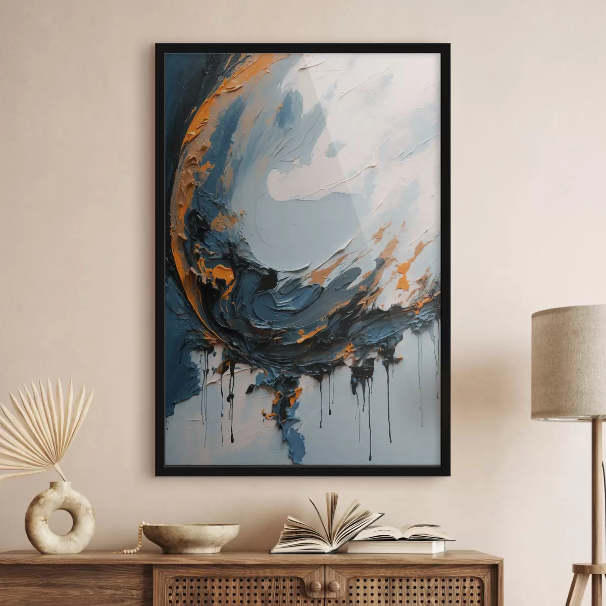 Poster Abstracte maansikkel in olie f40646