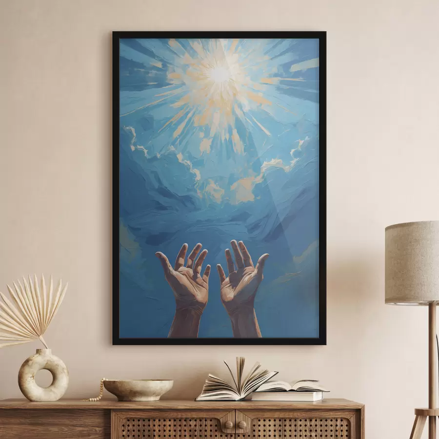 Papier peint photo Mains sur fond de soleil f40692