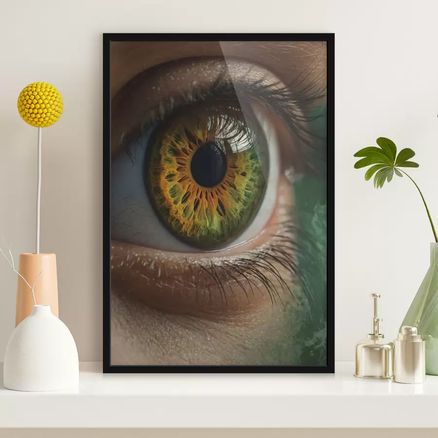 Fotobehang Groen oog close-up f40701