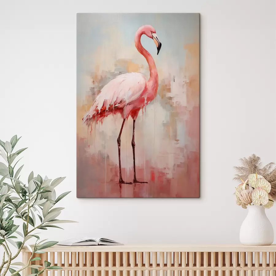  Peintures Flamant rose sur fond abstrait s40805