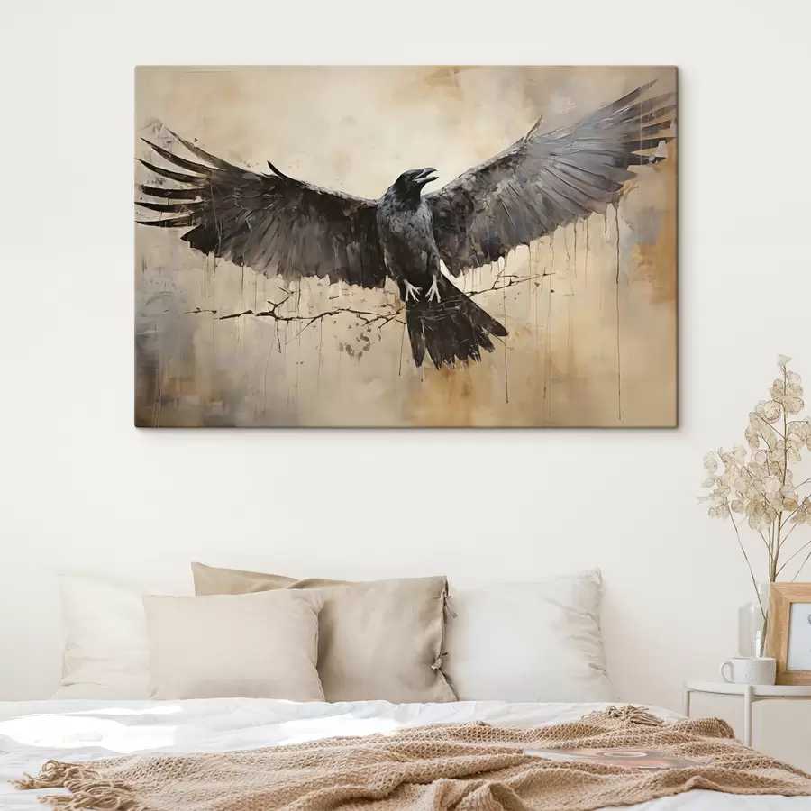  Schilderijen De zwarte raaf spreidde zijn vleugels s40809