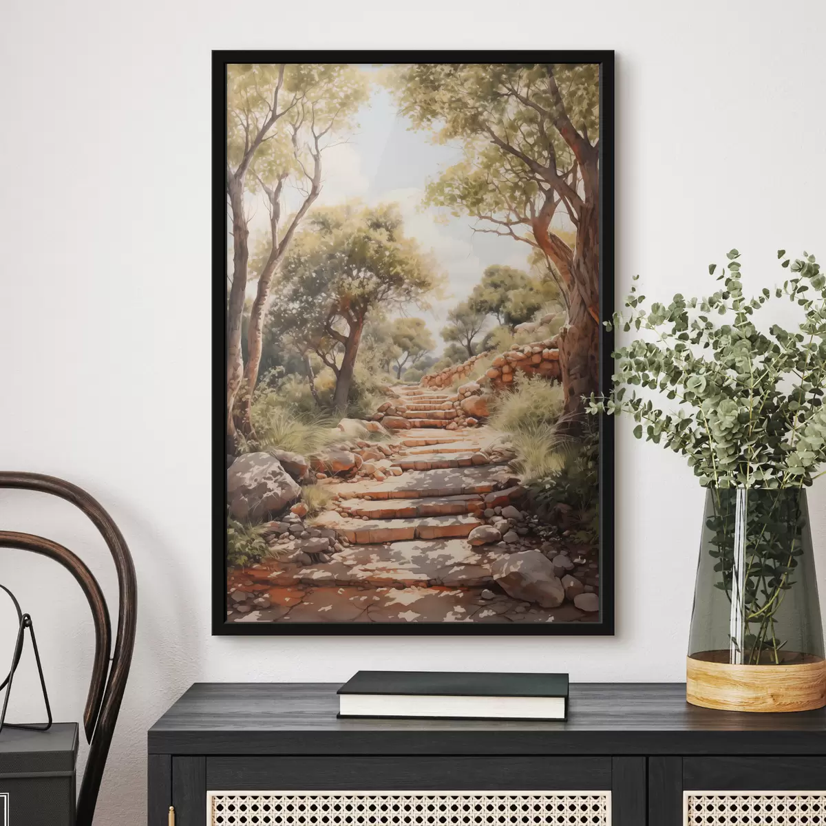 Poster Pad in het park imitatie aquarel f40804