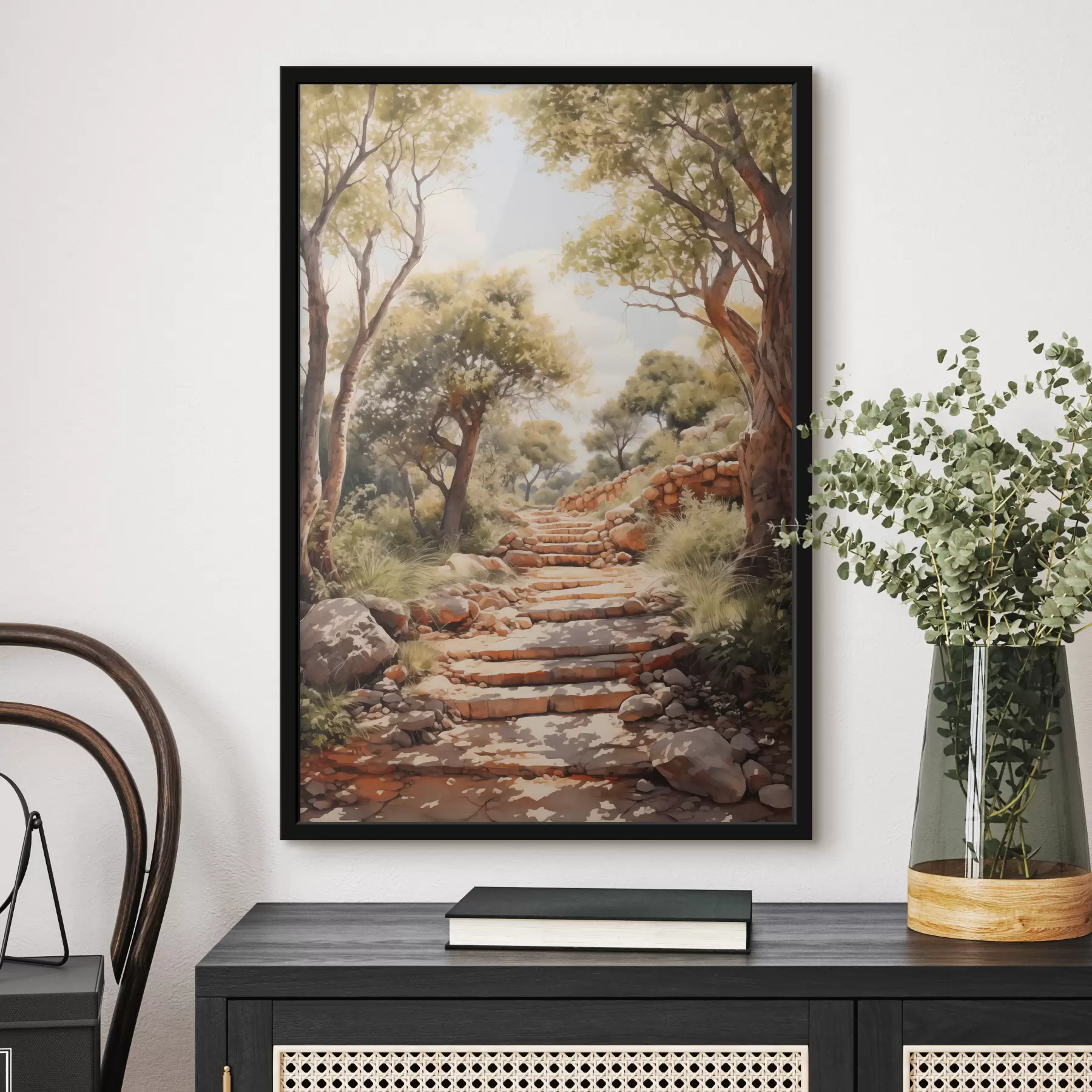 Papier peint photo Chemin dans le parc imitation aquarelle f40804