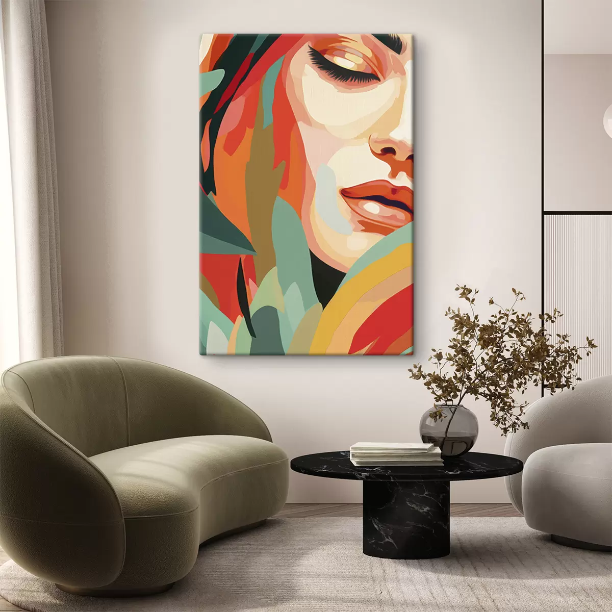  Peintures Beau visage de femme, abstraction géométrique, floral, dessin acrylique s40815