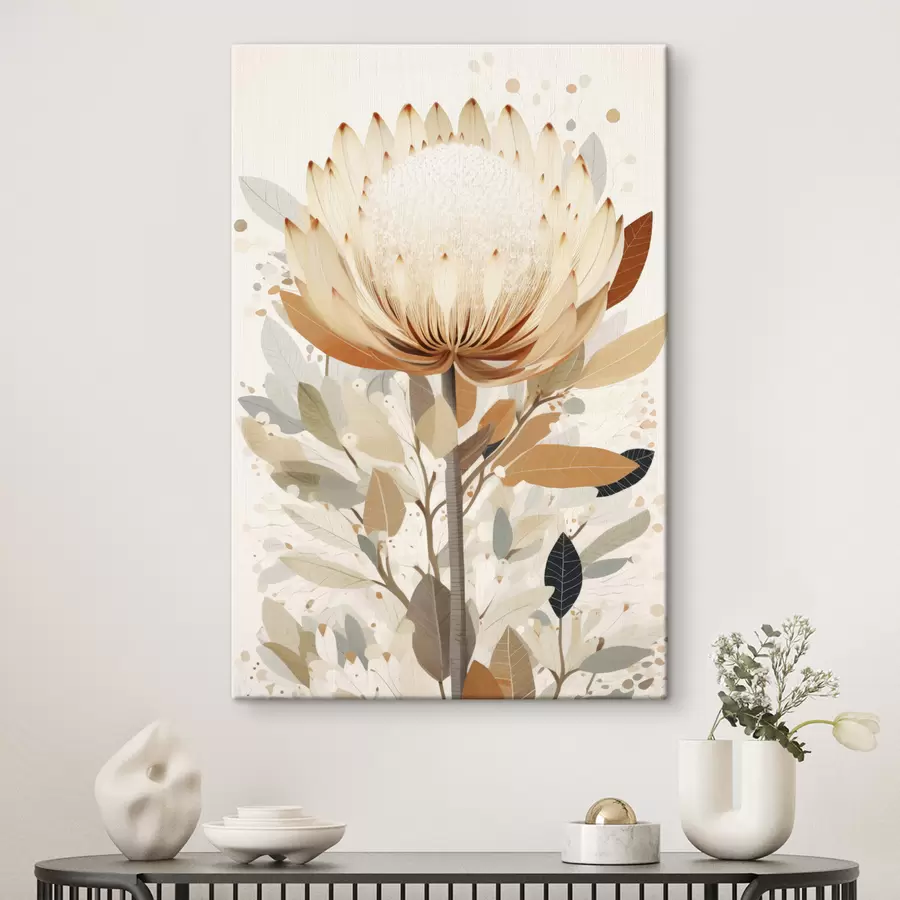  Peintures Fleur dans une palette de couleurs beige doux, abstration florale s40818