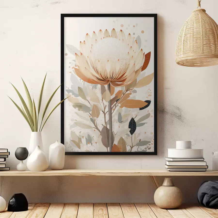 Fotobehang Bloem in zacht beige kleurenpalet, bloemenabstratie f40818