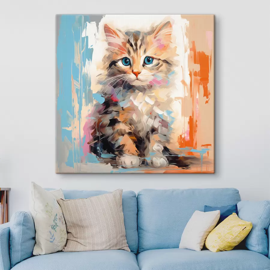  Schilderijen Een kitten met penseelstreken s40735