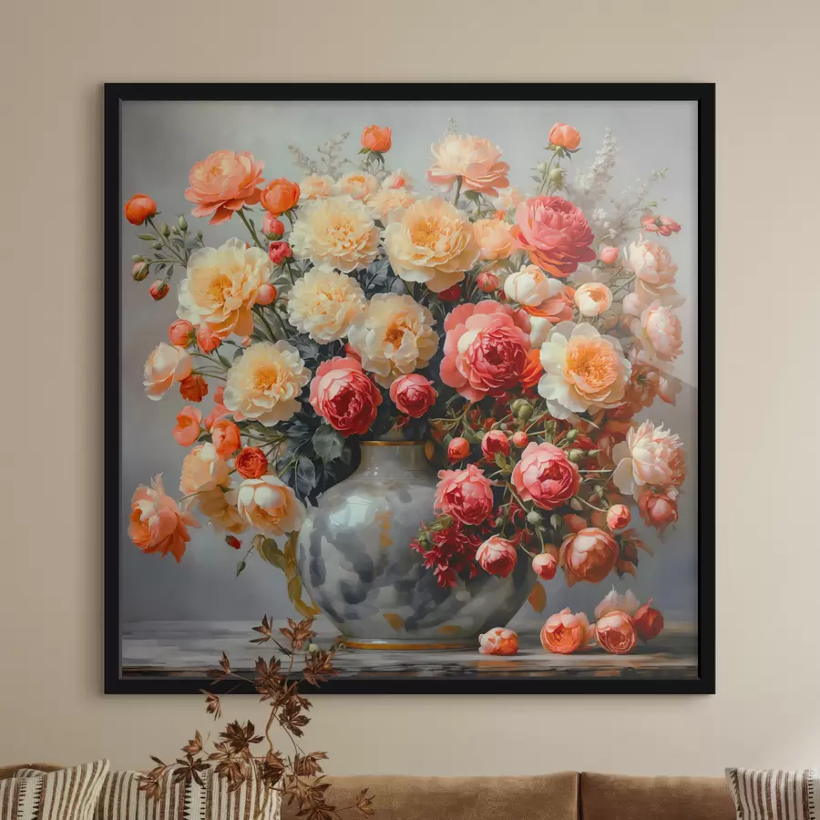 Fotobehang Een boeket fleurige bloemen in een vaas f40733