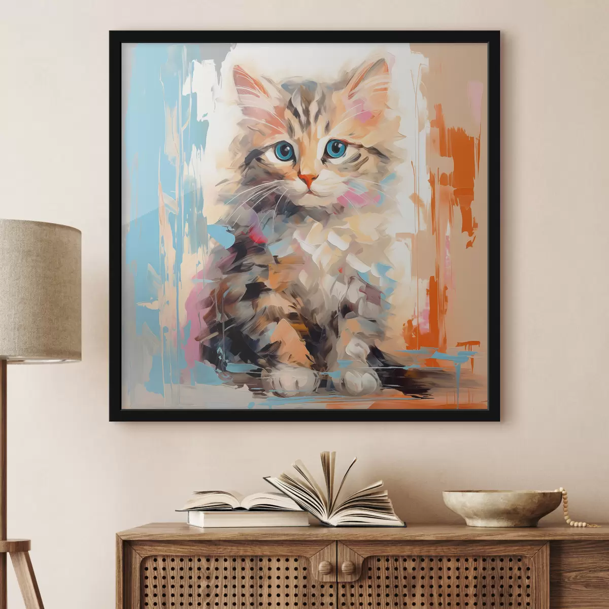 Poster Een kitten met penseelstreken f40735