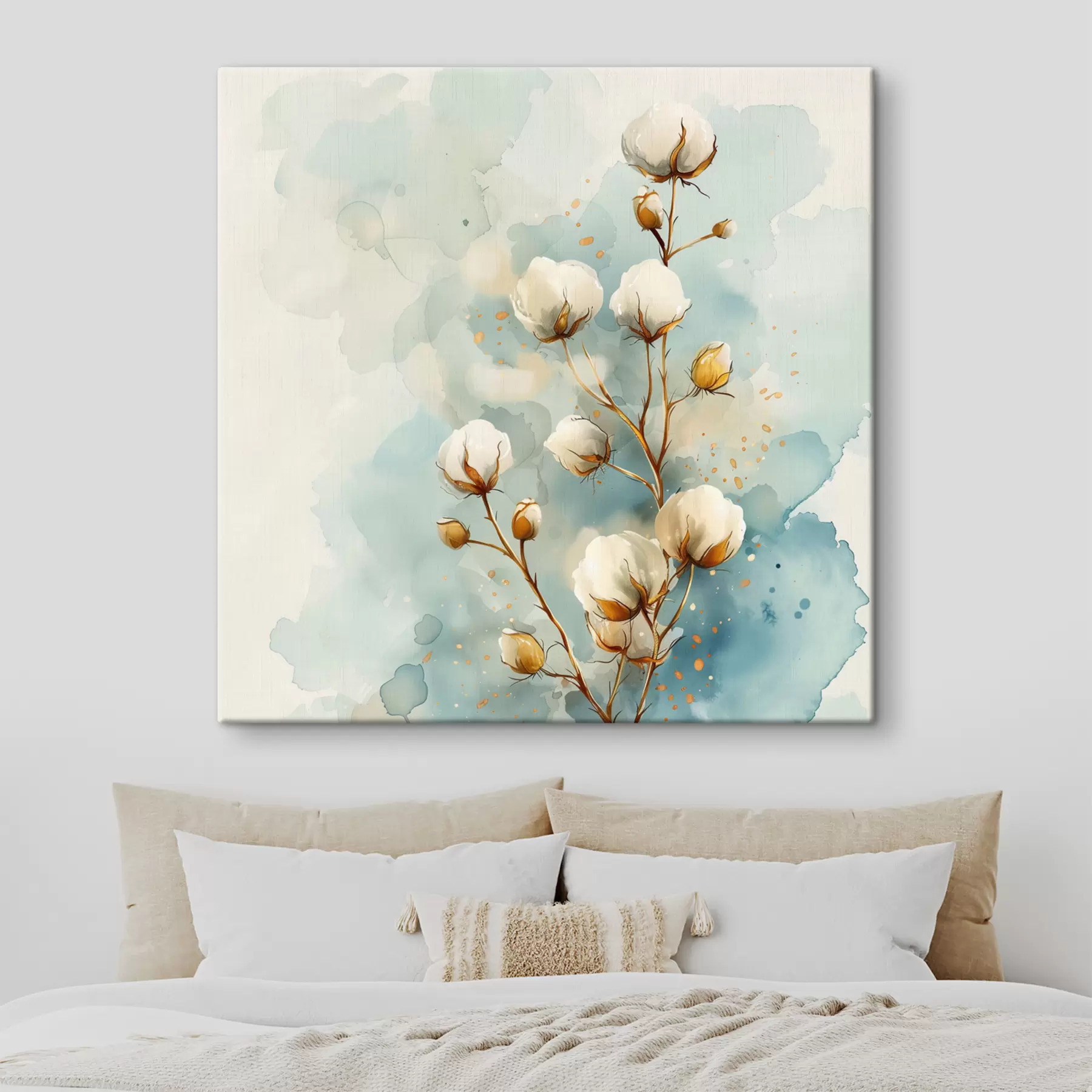 Fotobehang Katoenen tak op aquarelachtergrond s40780