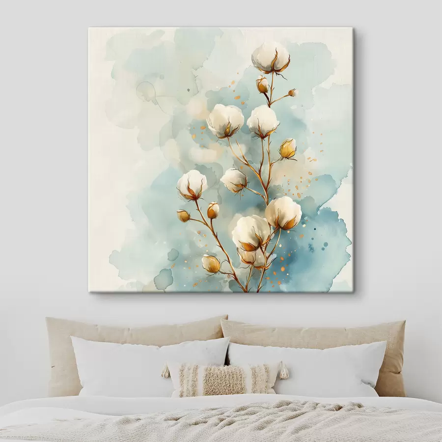 Schilderijen Katoenen tak op aquarelachtergrond s40780