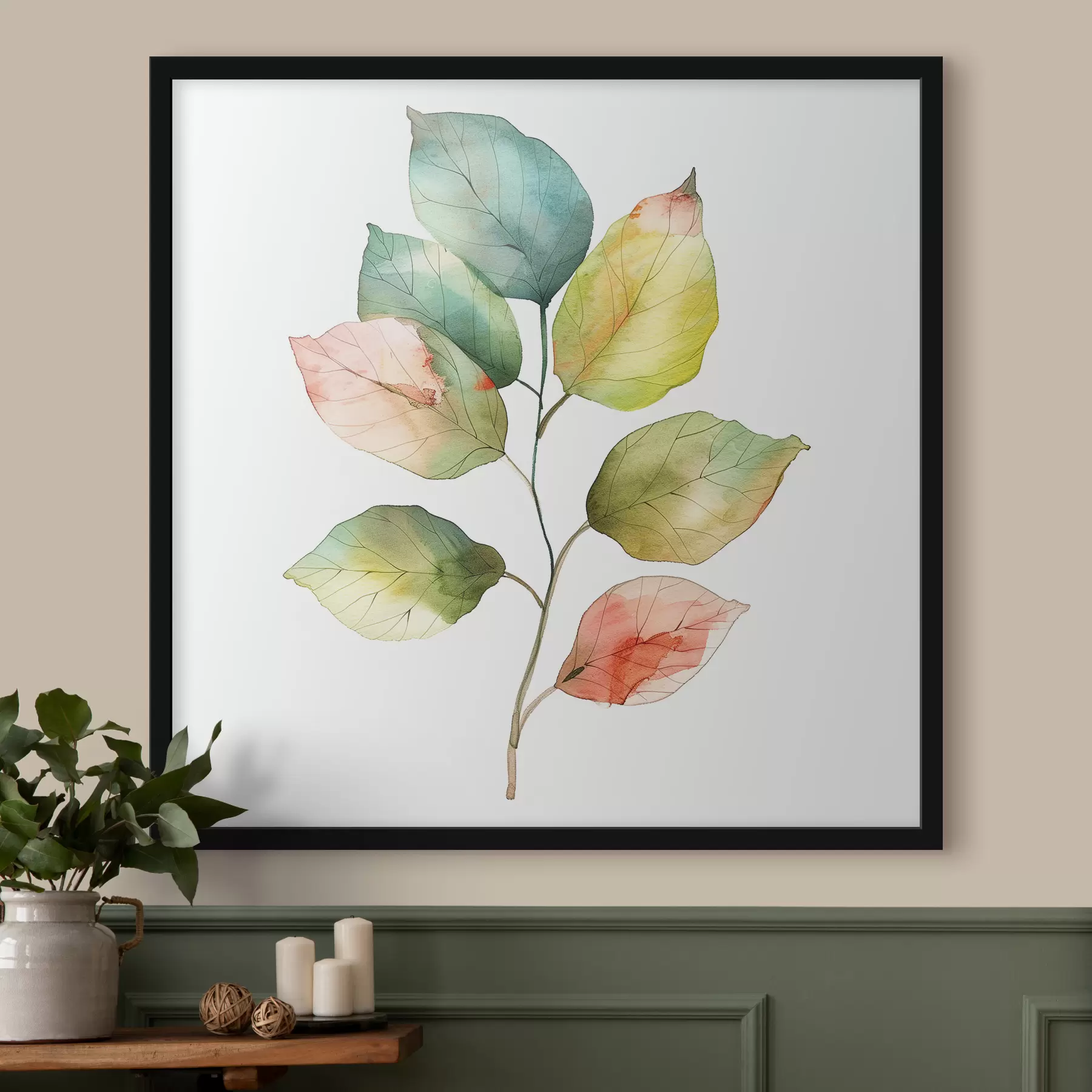 Fotobehang Aquarel bladeren f40765