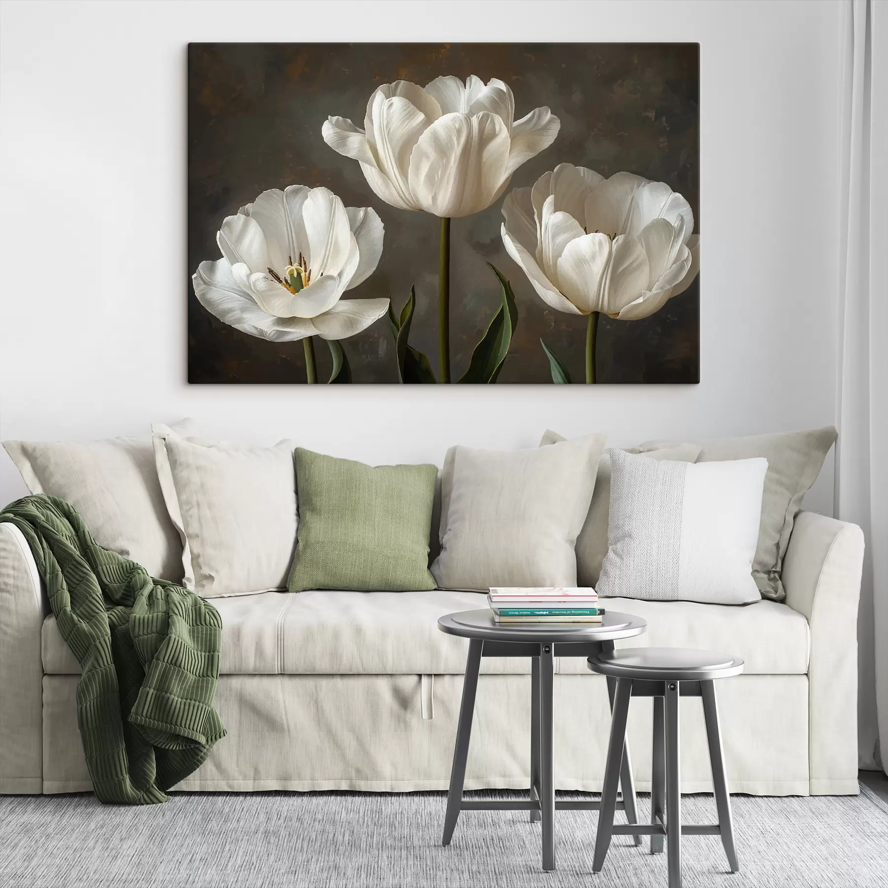 Papier peint photo Grandes fleurs de tulipe, tulipes blanches s40792