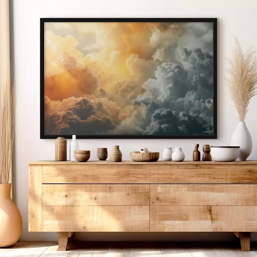 Papier peint photo Nuages, bleu foncé, orange, antique f40785