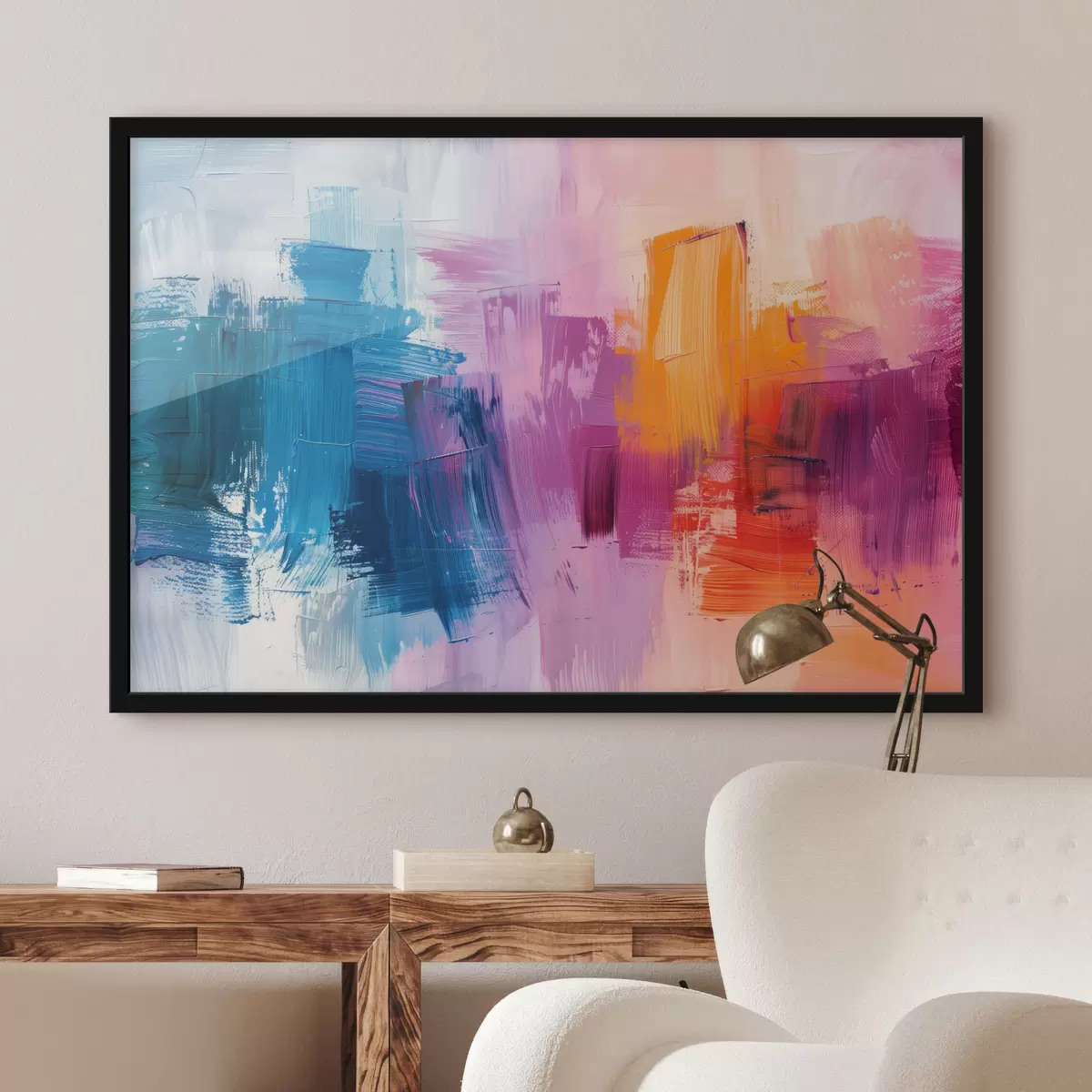 Poster Verfstreken, verschillende kleuren, aquarel f40786