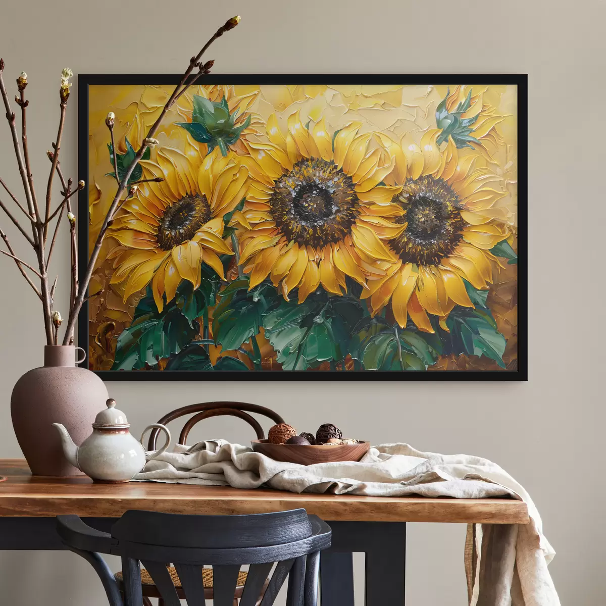 Affiche Tournesols lumineux, peinture à l'huile f40787