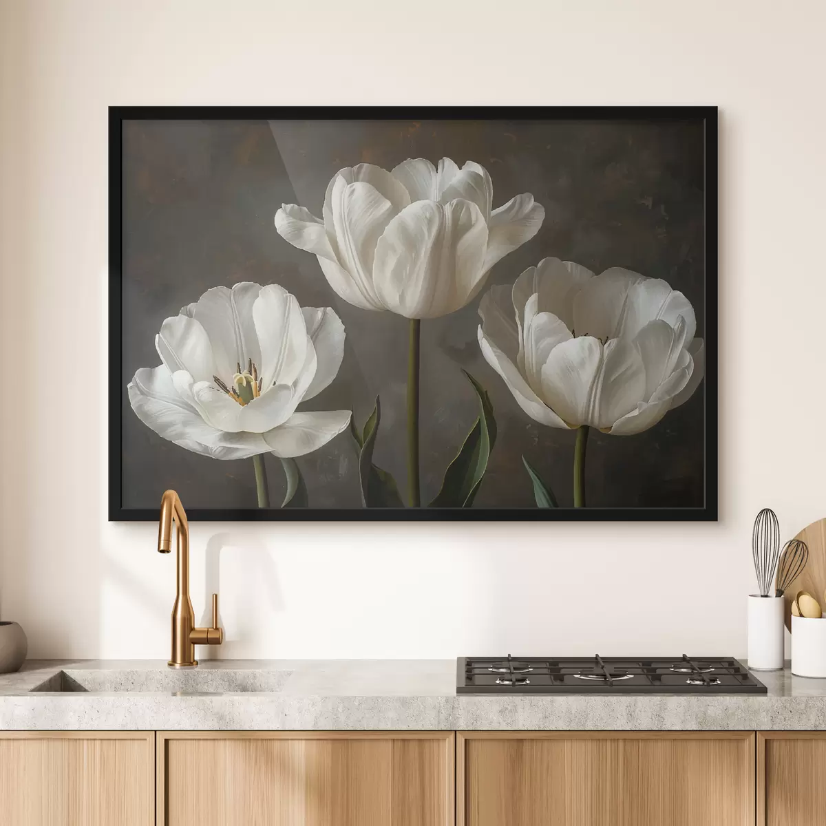 Affiche Grandes fleurs de tulipe, tulipes blanches f40792