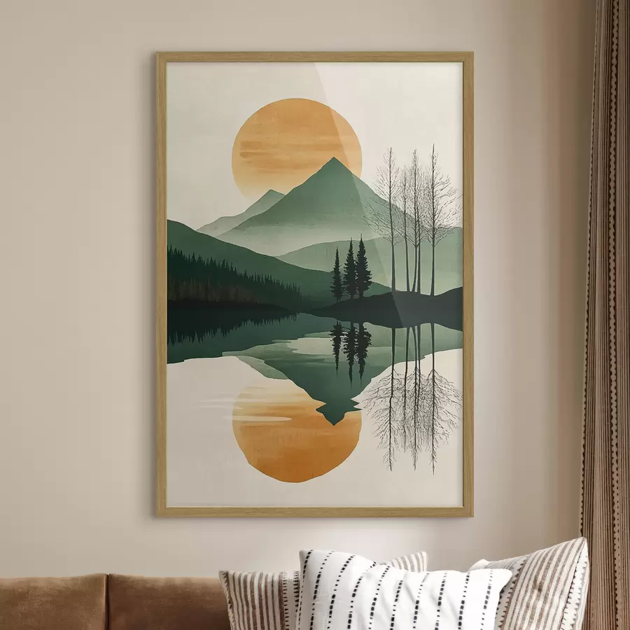 Fotobehang Berg en amberkleurige zon f40832
