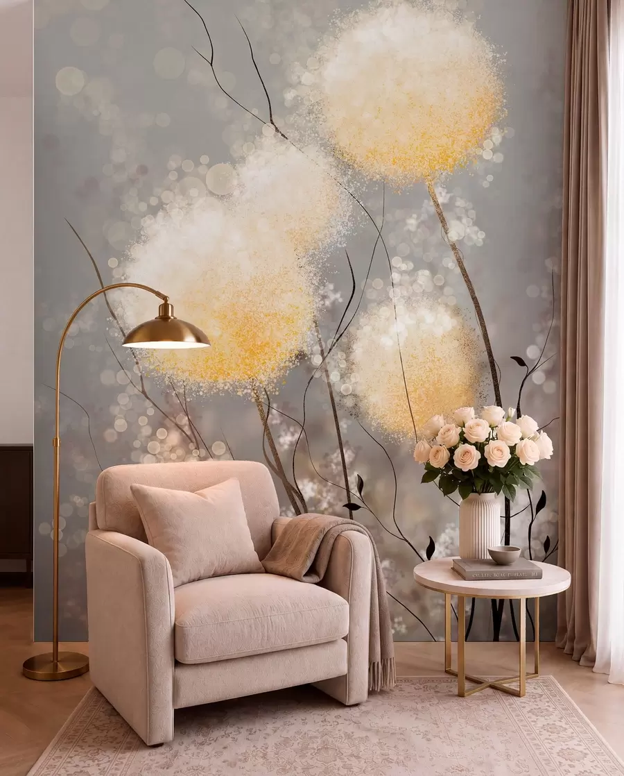 Fotobehang Feeënbloei van paardenbloemen u33910