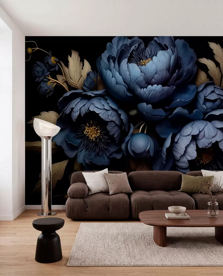 Fotobehang Blauwe pioenrozen w01131