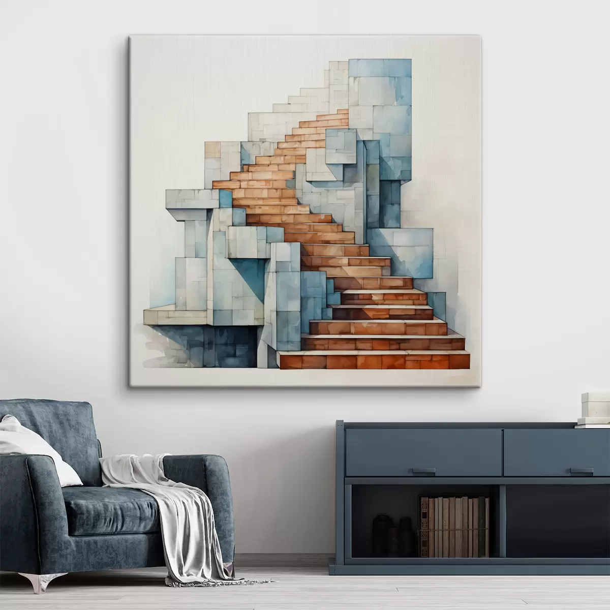  Peintures Escalier en pierre paysage architectural abstrait aquarelle s40891