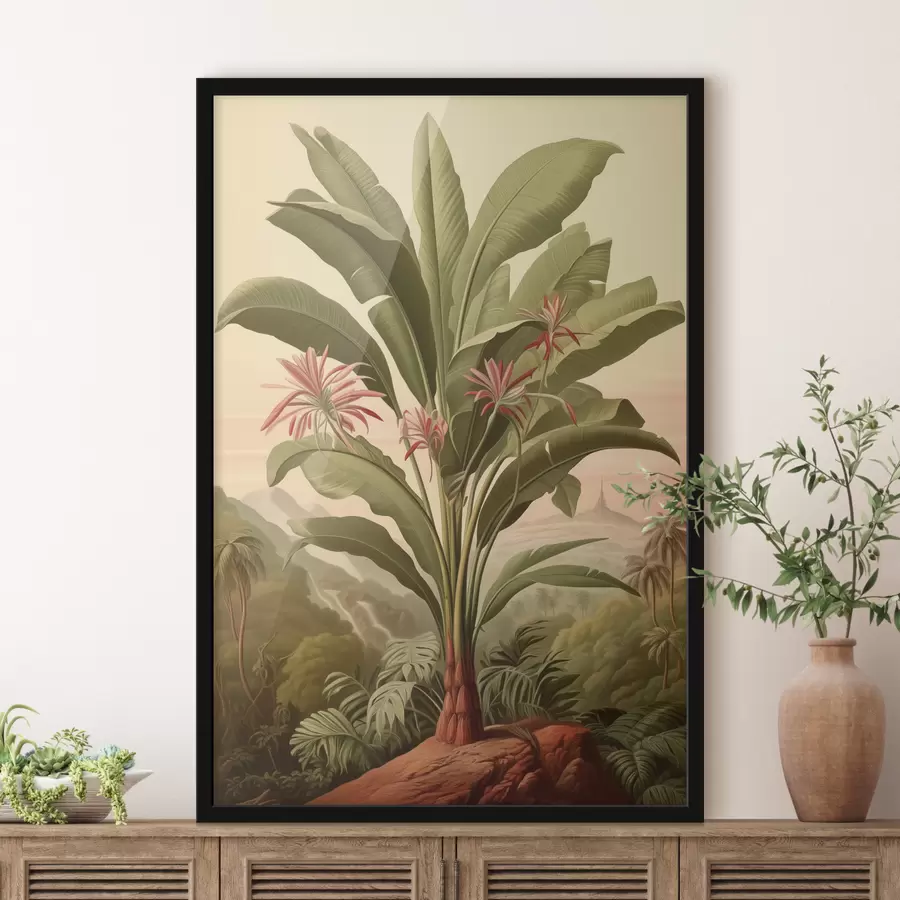 Fotobehang Vintage bananenpalm, groene kleur f40878