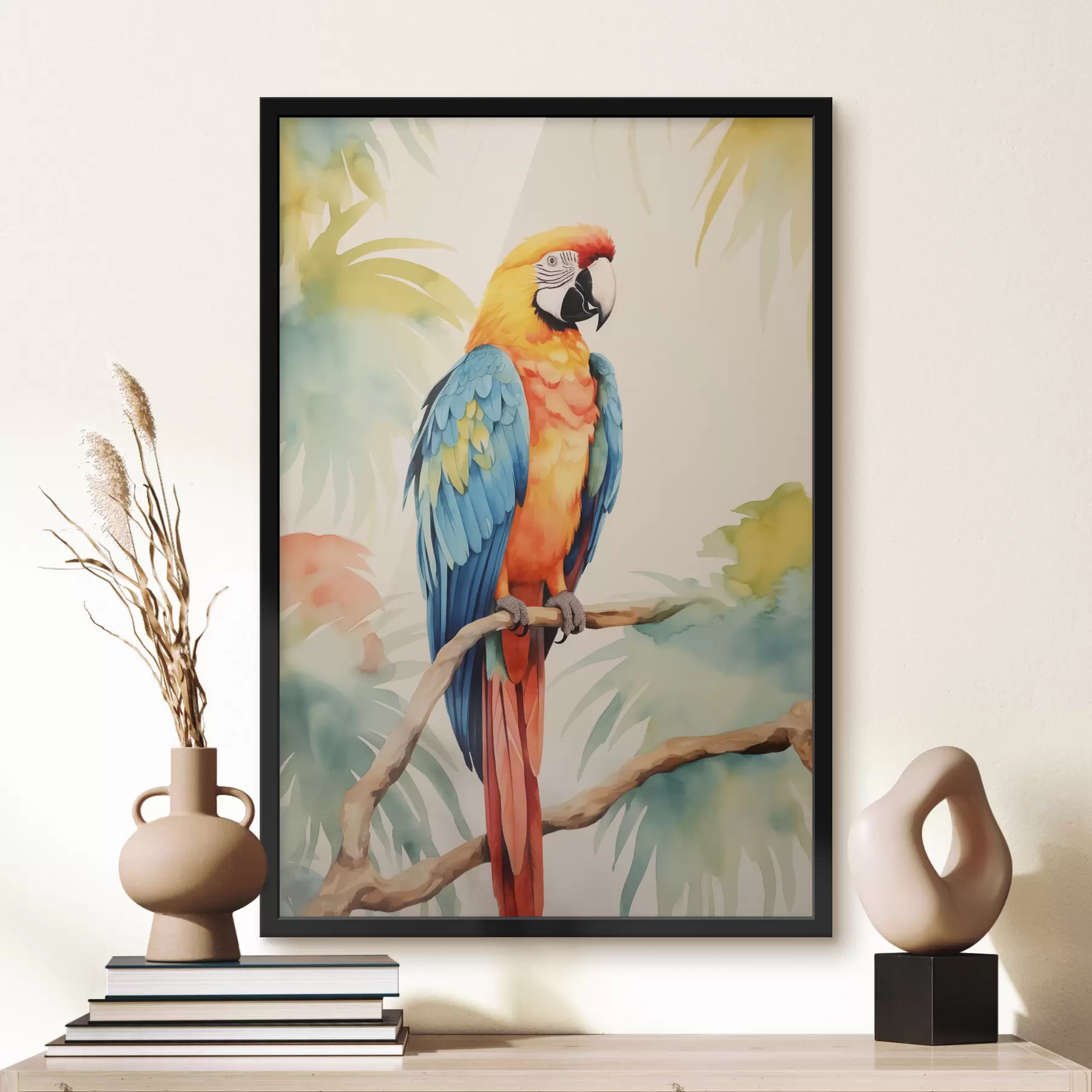  Peintures Un perroquet ara coloré est assis sur une branche f40879