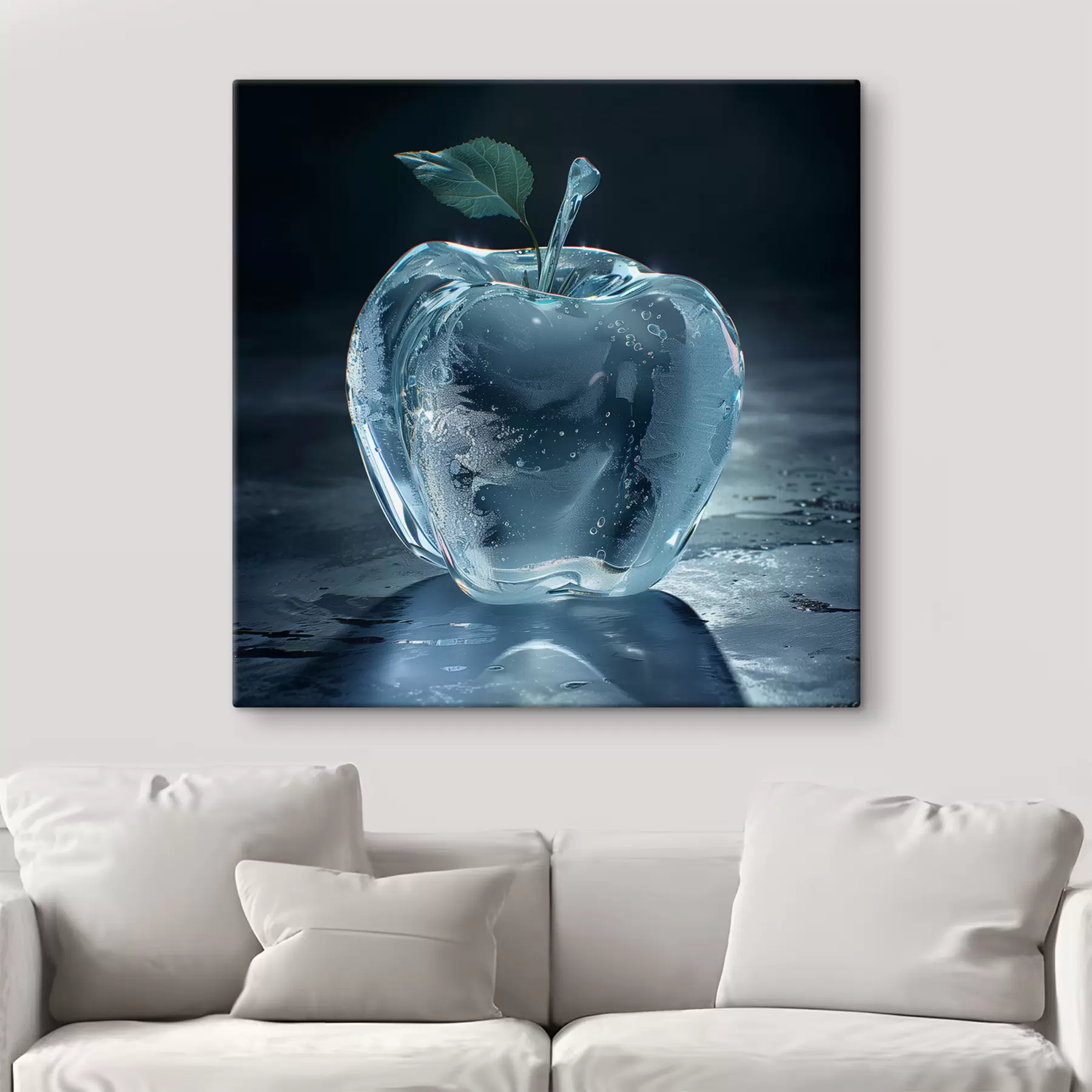 Papier peint photo Pomme en verre sur fond sombre s40912