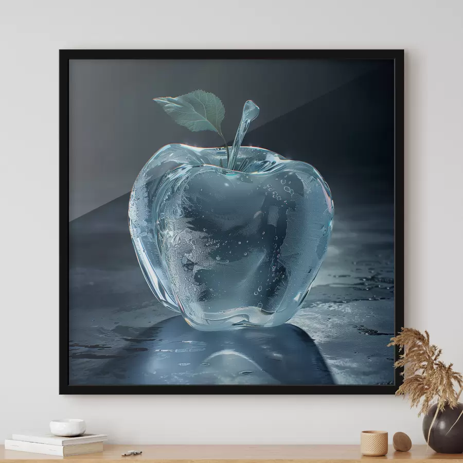 Papier peint photo Pomme en verre sur fond sombre f40912