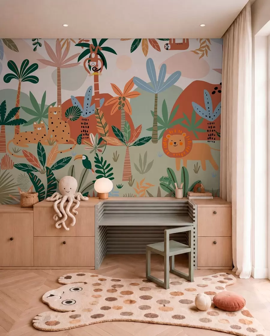 Fotobehang Junglepatchwork w01720