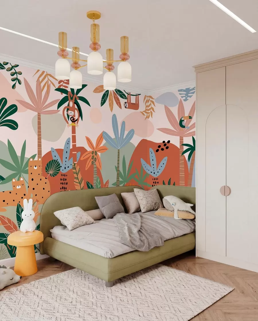 Fotobehang Junglepatchwork w01720