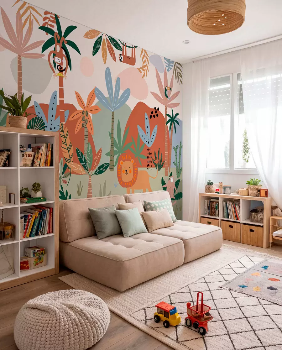 Fotobehang Junglepatchwork w01720