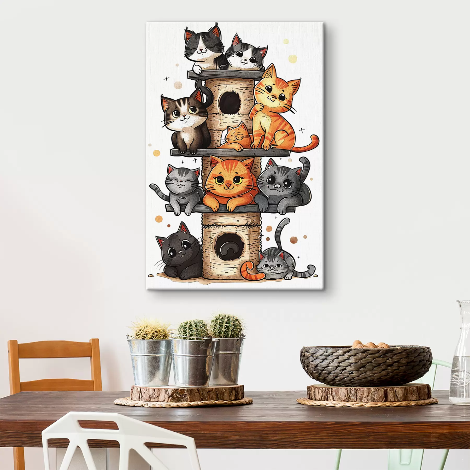 Fotobehang Diverse katten op de toonbank s40929