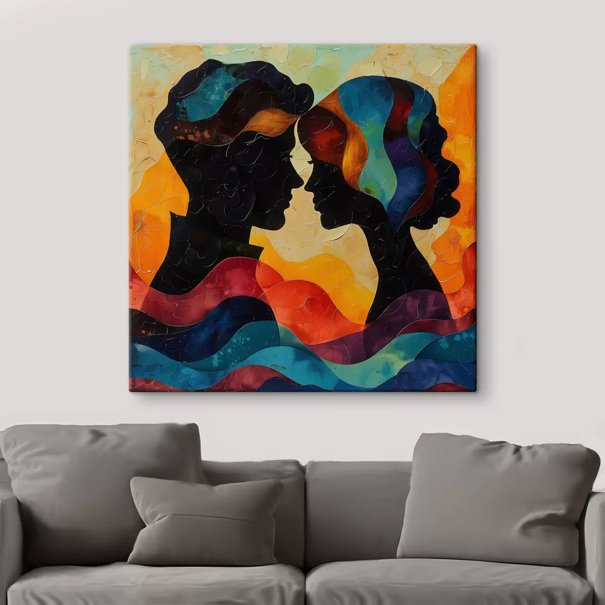  Peintures Silhouettes aquarelles d'un couple amoureux s40938