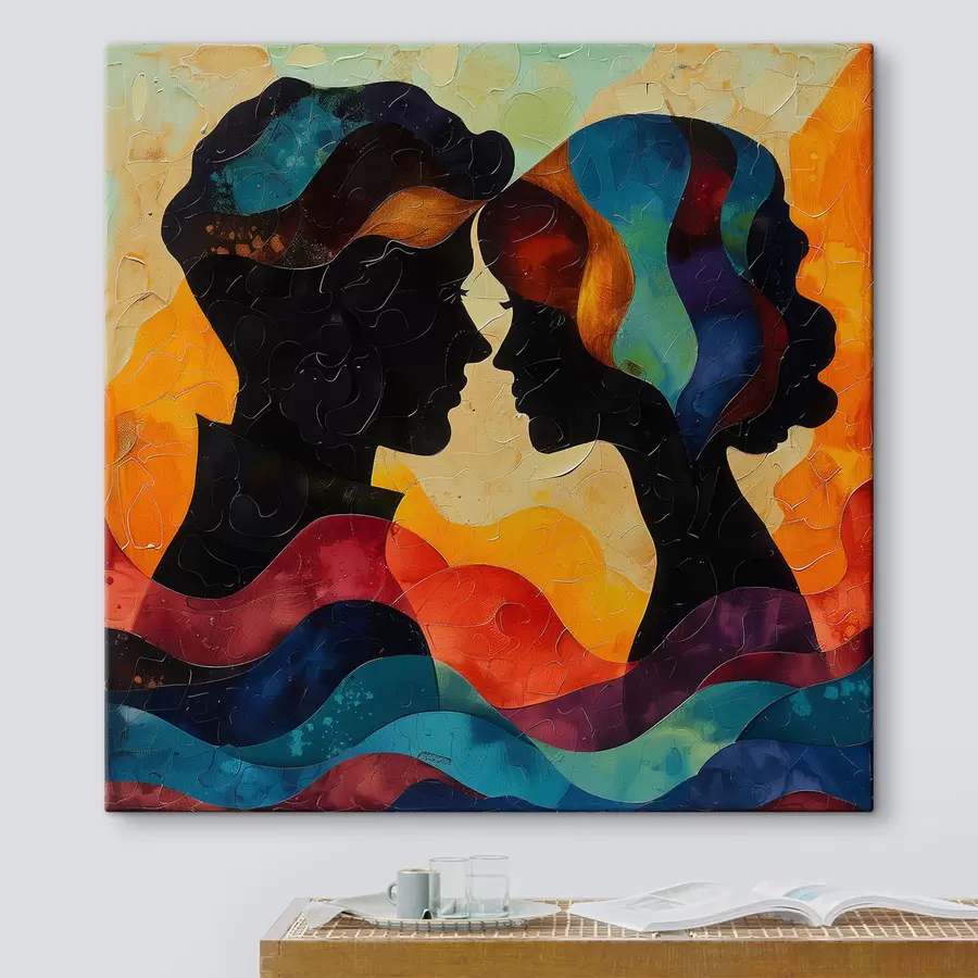  Peintures Silhouettes aquarelles d'un couple amoureux s40938