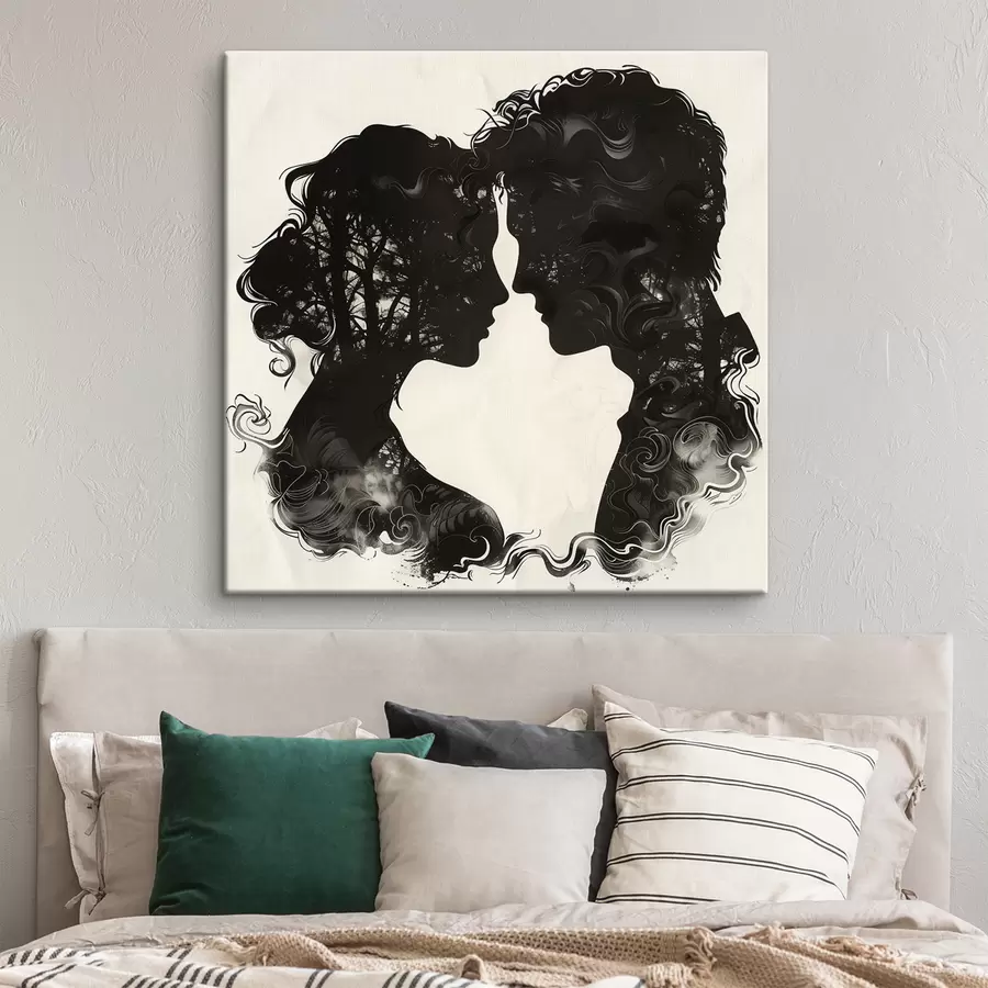  Peintures Silhouettes d'un couple amoureux s40939