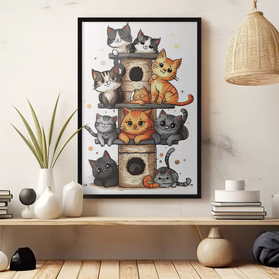Fotobehang Diverse katten op de toonbank f40929