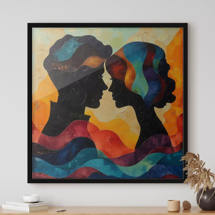  Peintures Silhouettes aquarelles d'un couple amoureux f40938