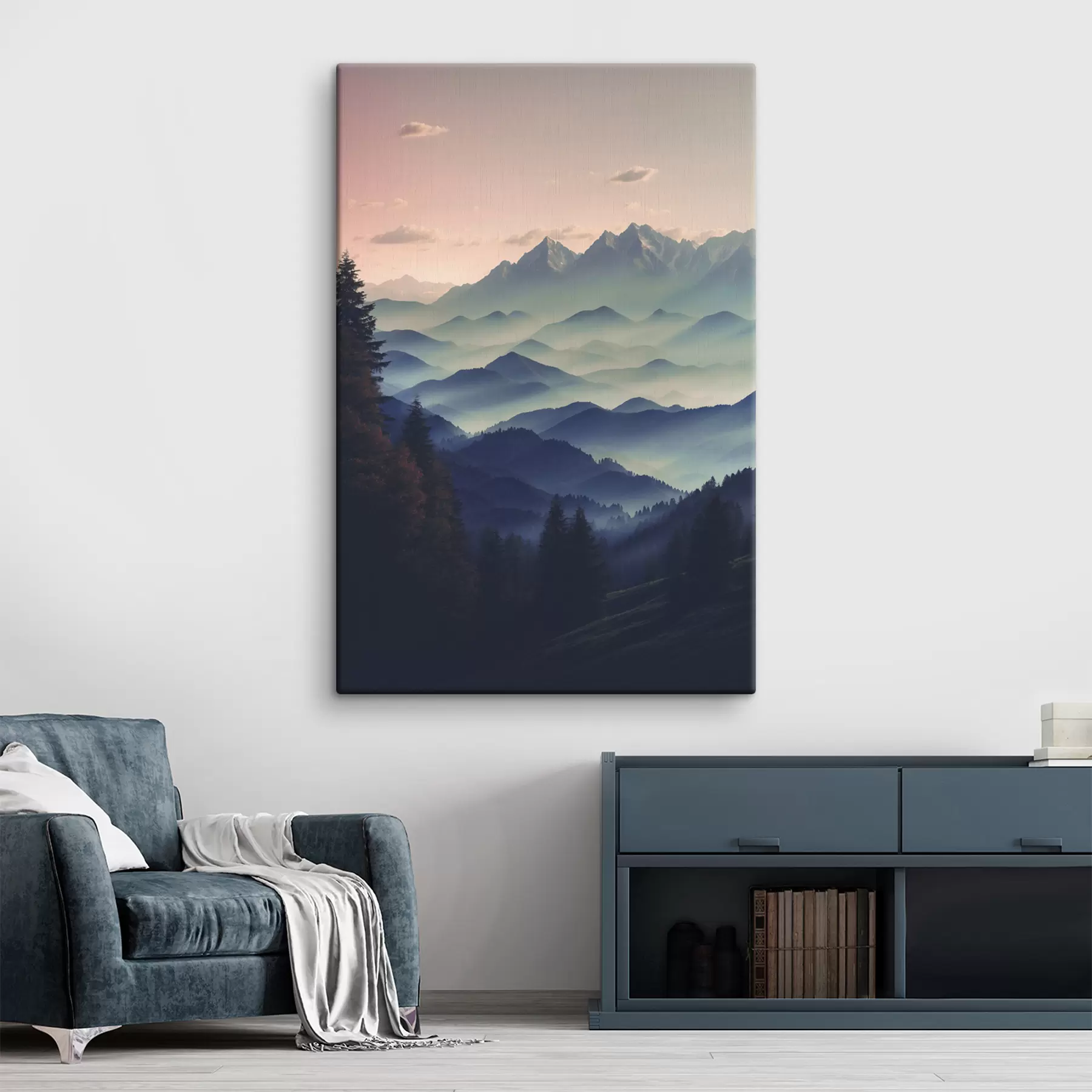 Fotobehang Bergzicht in mist s40851