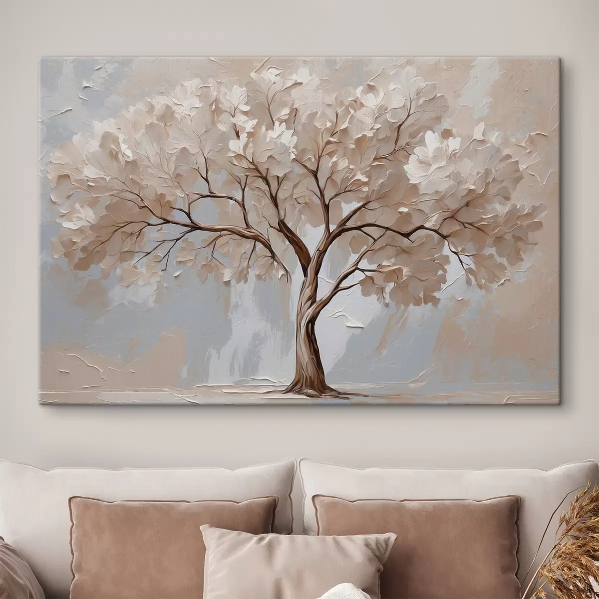  Peintures Arbre blanc sur fond d'huile abstraite s40860